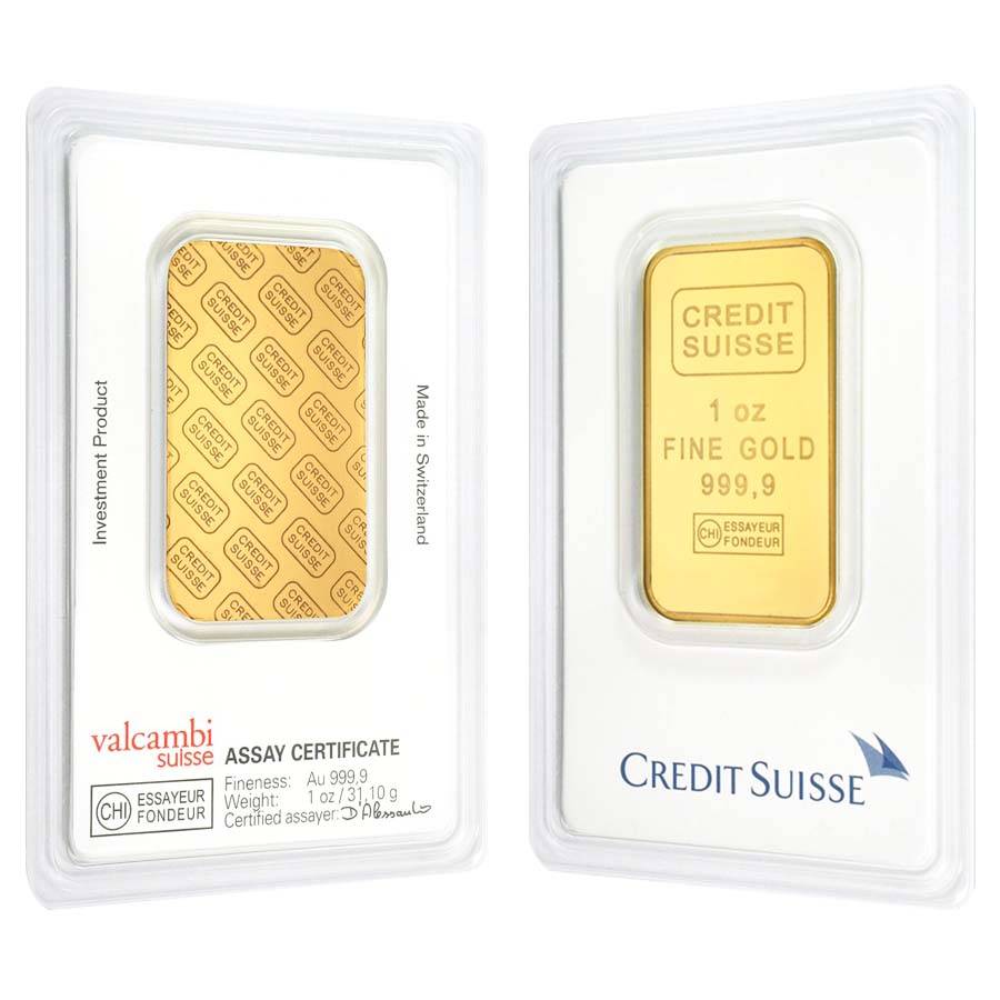1 oz Credit Suisse Gold Bar .9999 Fine (In Assay)