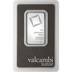 1 oz Platinum Bar Valcambi In Assay Card