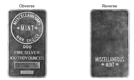 100 OZ SILVER BAR (.999 Pure Miscellaneous Mint Our Choice)